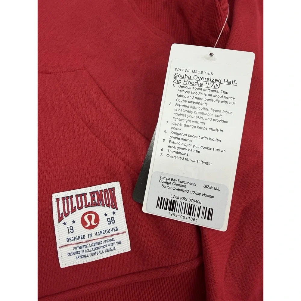 Lululemon x Tampa Bay Buccaneers Women's M/L Scuba Oversized Half-Zip Hoodie